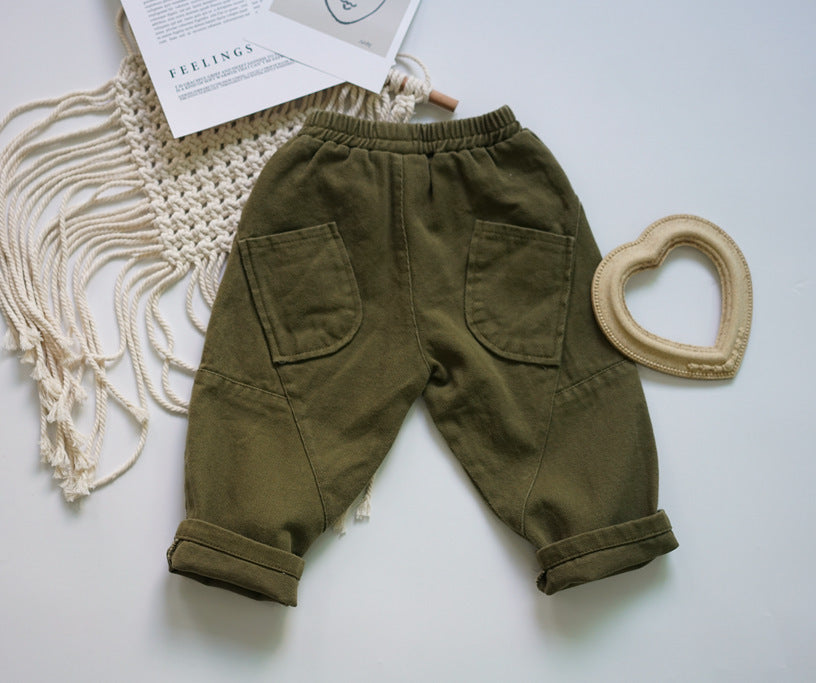 Children's Daddy Pants - Stitching Pocket Pants