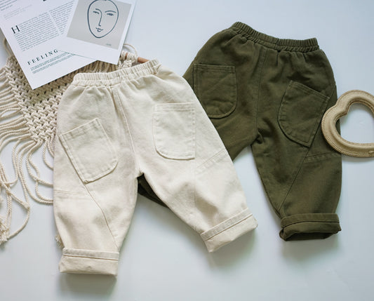 Children's Daddy Pants - Stitching Pocket Pants