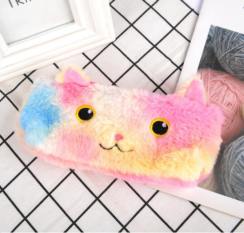 Laser color cat plush pencil case