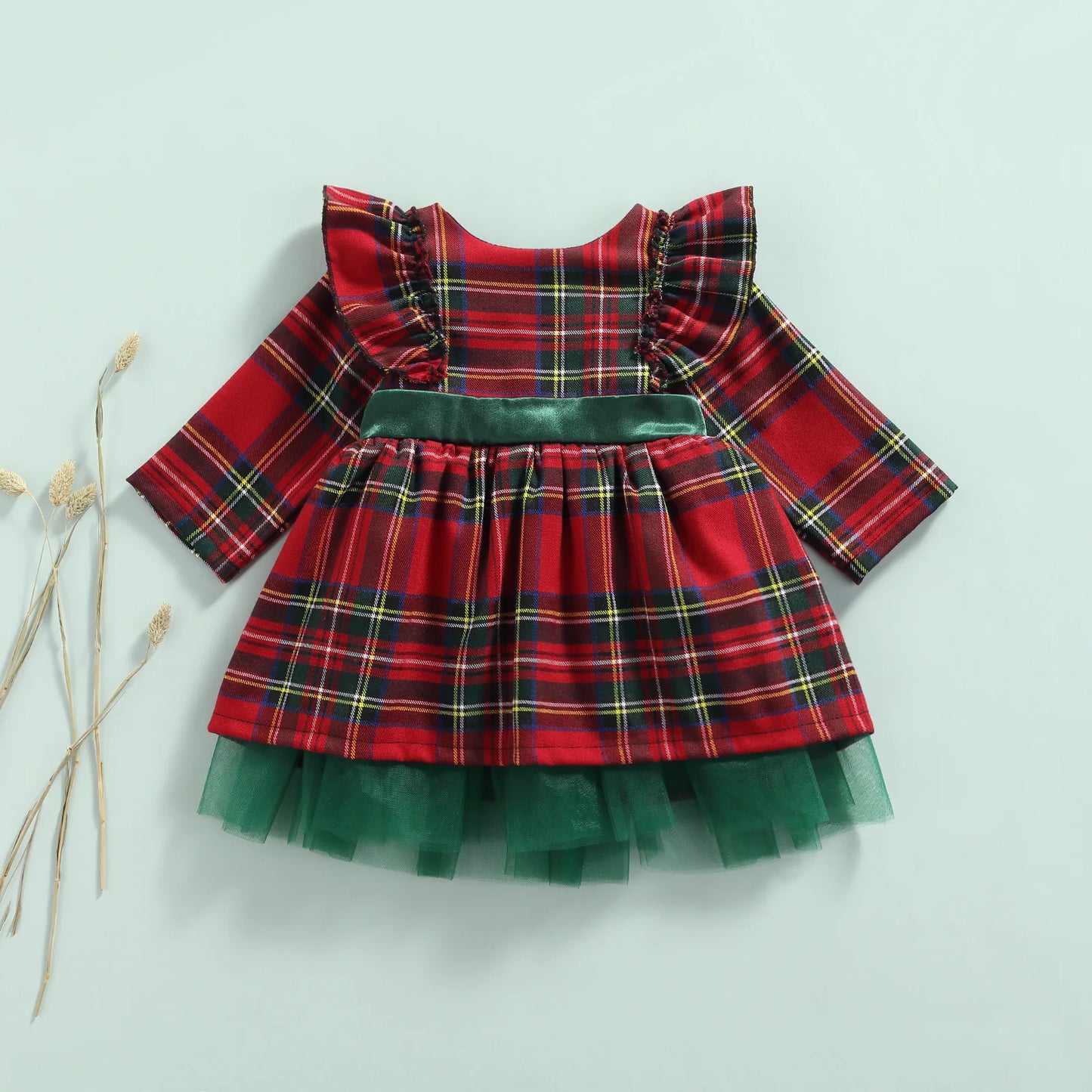 Christmas Red Plaid Dress For Girls, Toddler & Newborn