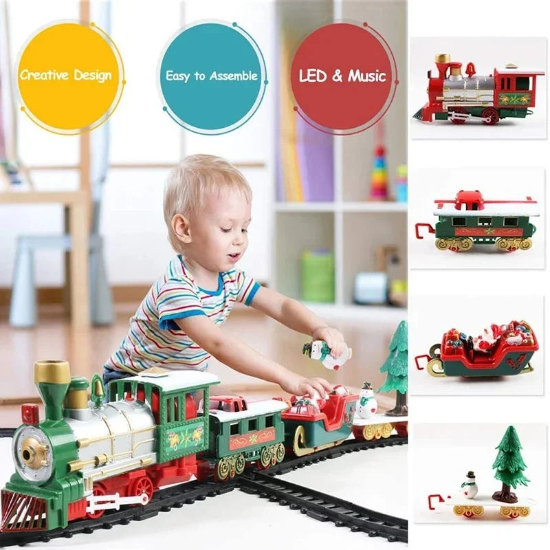 Santa Claus Christmas Tree Decoration Train (Electric Christmas Train for Kids) With Music and LED